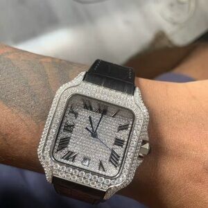 Luxury Silver and Black VVS Diamond GRA Certified Men's Watch
